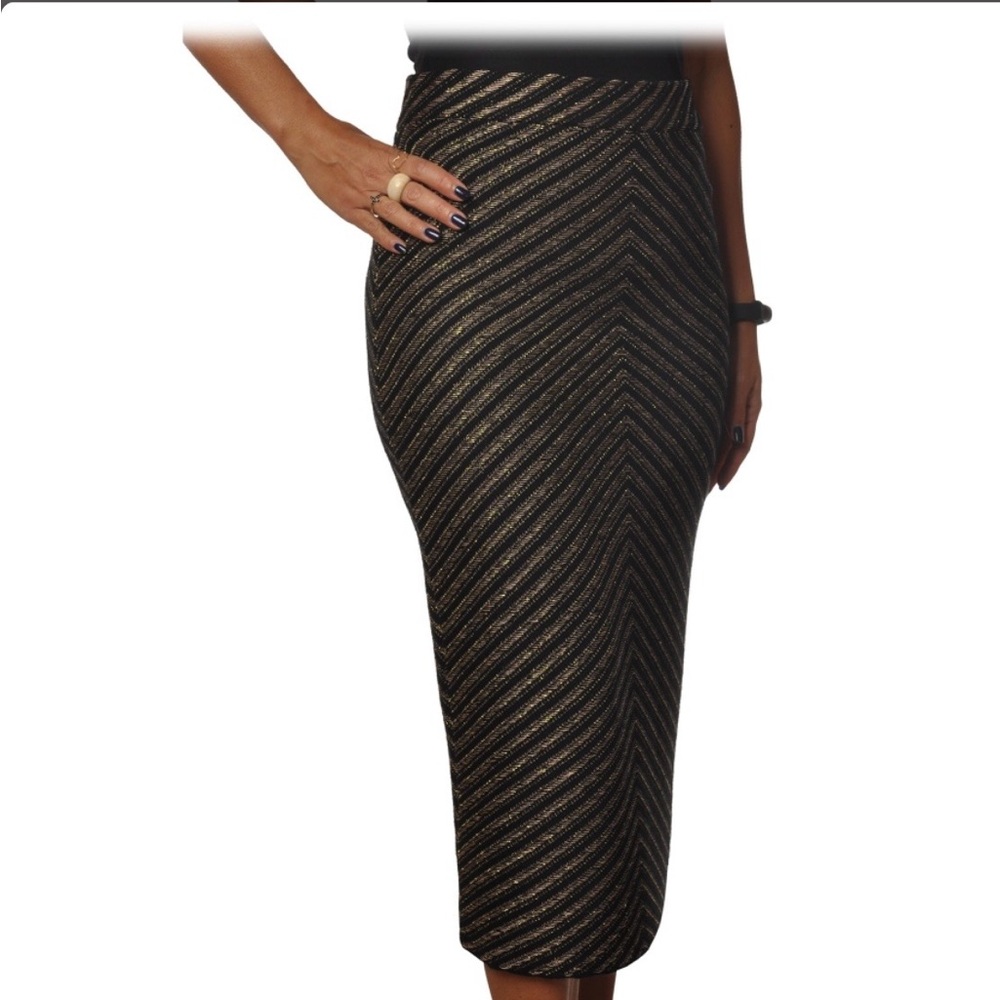 Elegant Black and Gold Striped Women's Skirt